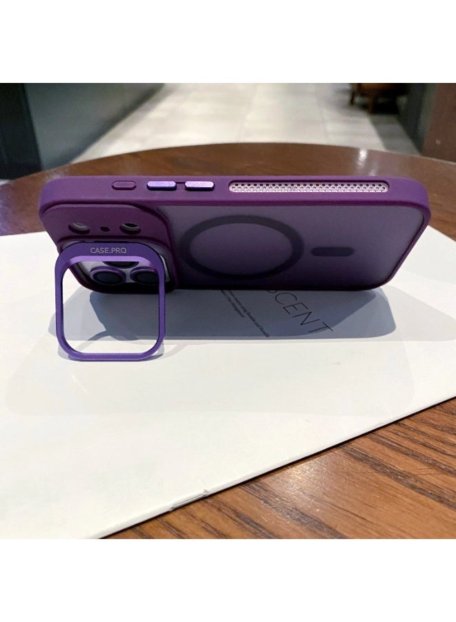 جراب iPhone 17 Pro Max شفاف غير لامع مع مسند مدمج قابل للتعديل، وغطاء هاتف مغناطيسي مقاوم للصدمات Mag-Safe لهاتف iPhone 17 Pro Max - Image 4